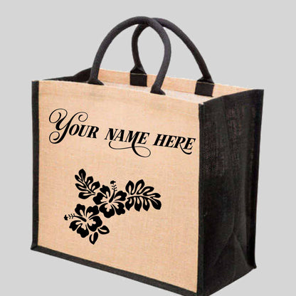 Custom YOUR NAME, Shopping Bag, Jute Tote Bag
