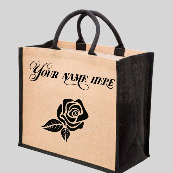 Custom YOUR NAME, Shopping Bag, Jute Tote Bag