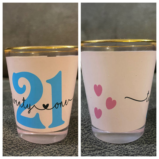 Gold Rim Birthday Shot Glass - Milestones