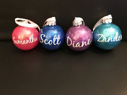 Personalised Christmas Glitter Bauble