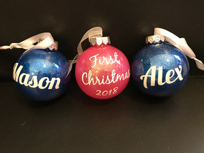 Personalised Christmas Glitter Bauble