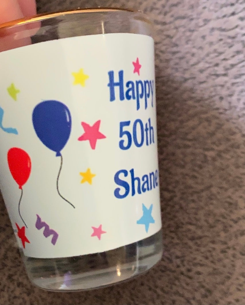 Gold Rim Birthday Shot Glass - Milestones