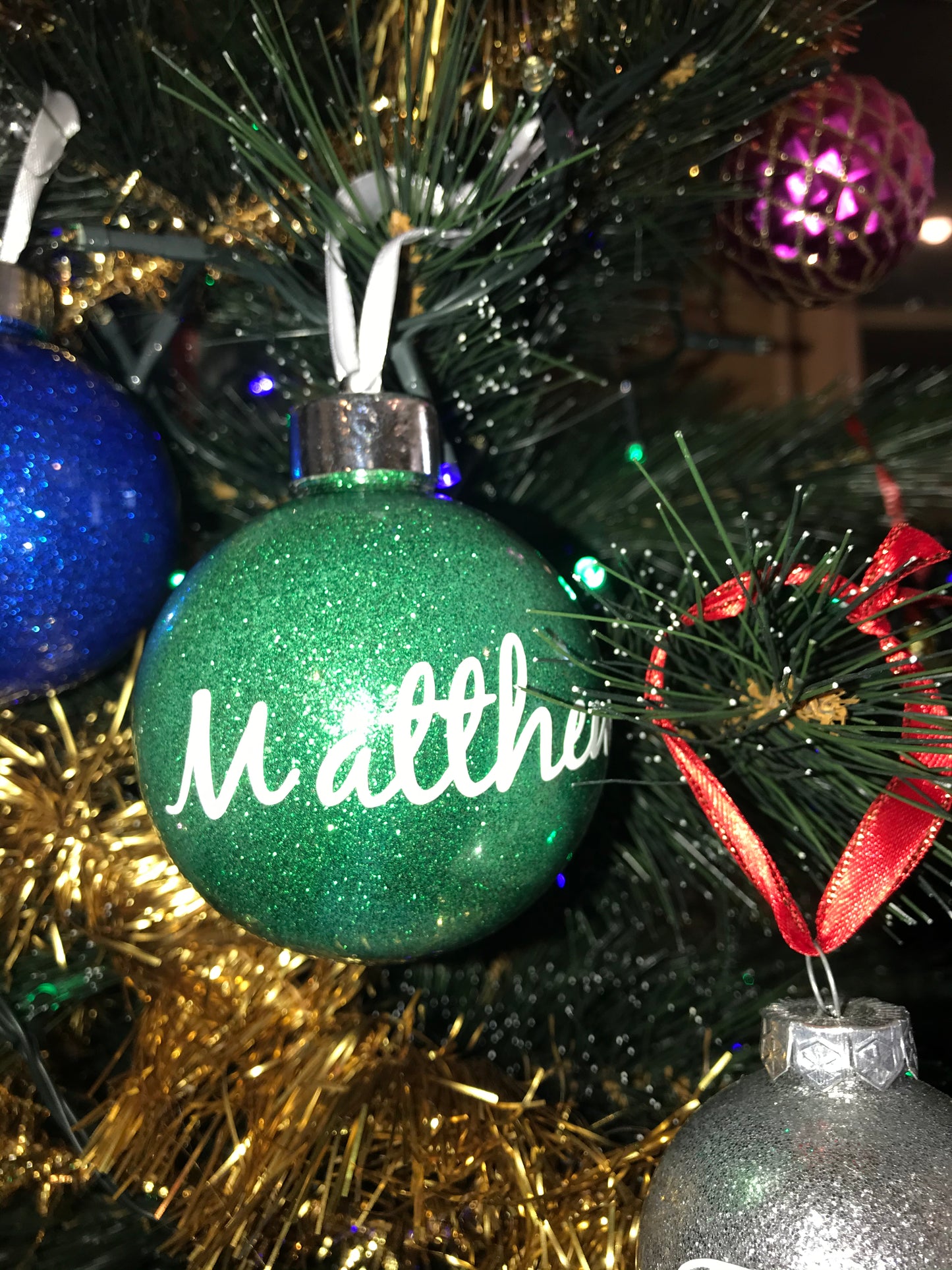 Personalised Christmas Glitter Bauble