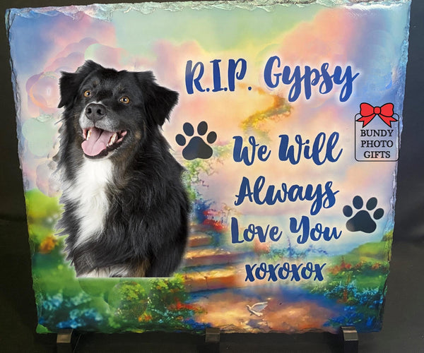 Pet Memorial Photo Slate Rainbow Bridge